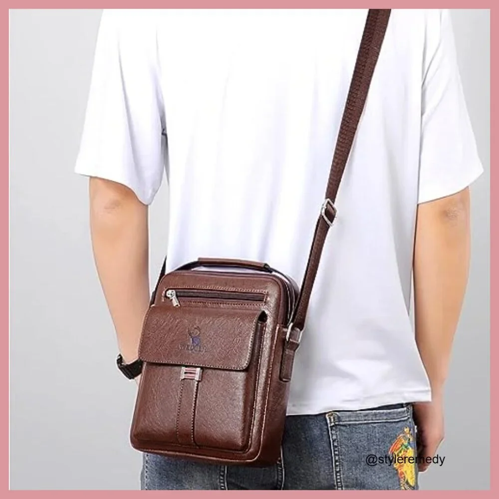 PU Leather Messenger Bag Crossbody Shoulder Bag Adjustable Strap Vintage